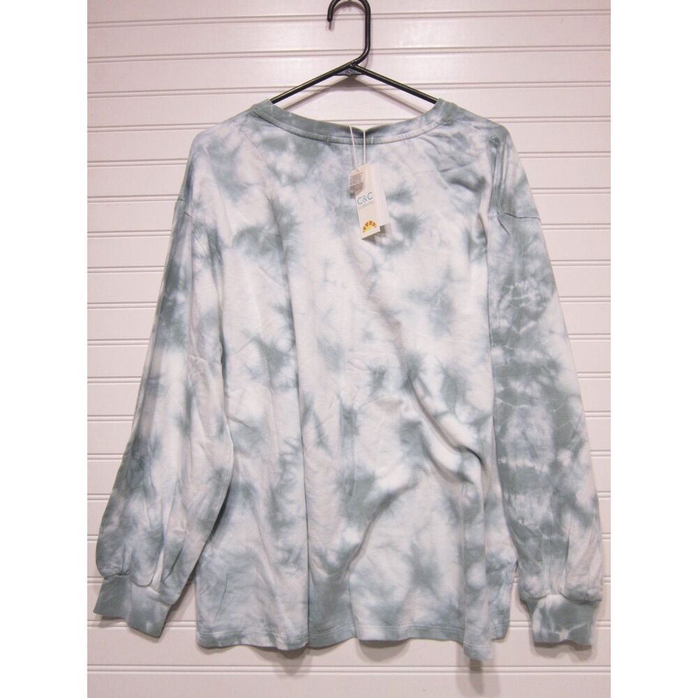 C&C California Womens Seapine/Grey Mist Tye-Dye Long Sleeve Shirt Size XL NWT